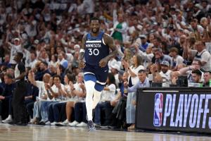 爸福不再！蘭德爾西決場(chǎng)均17.4分3助 三項(xiàng)命中率48.3/47.8/85.7%