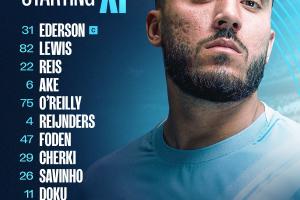 曼城vs維達(dá)德首發(fā)：謝爾基、賴因德斯首秀，福登出戰(zhàn)，哈蘭德替補(bǔ)