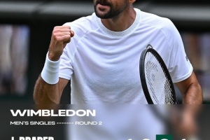 4號種子德雷珀1-3不敵前美網(wǎng)冠軍、溫網(wǎng)亞軍西里奇，止步第二輪