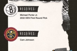 籃網(wǎng)官宣：和掘金交易達(dá)成 送出卡約得到小波特+2032年首輪簽