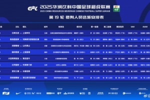 中超第19輪裁判：泰國裁判執(zhí)法蓉城vs泰山，馬寧執(zhí)法深圳vs浙江