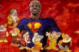 每體：亞馬爾超人形象壁畫遭涂鴉，諷刺其生日派對雇傭侏儒表演