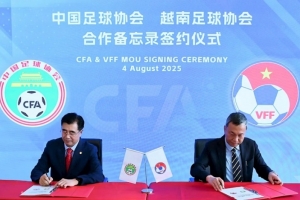 中國足協(xié)與越南足協(xié)簽署合作備忘錄，兩國足球合作邁入新階段
