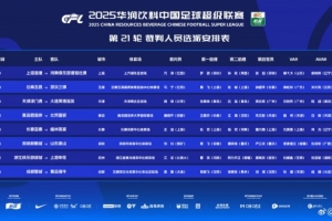 中超第21輪裁判安排：艾堃執(zhí)法浙江隊vs申花，無外籍裁判執(zhí)法