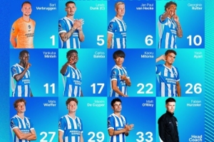 布萊頓英超首輪首發(fā)：巴萊巴、三笘薰、范赫克、維爾布魯根出戰(zhàn)