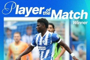 3次攔截全場最高，巴萊巴當選布萊頓1-1富勒姆一役隊內(nèi)最佳