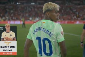 傳射建功！亞馬爾對(duì)馬洛卡獲評(píng)本場(chǎng)MVP