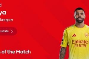 實(shí)至名歸！拉亞被評(píng)為阿森納1-0曼聯(lián)全場(chǎng)最佳