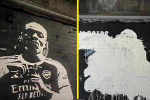 完工僅2天！酋長球場外埃澤壁畫遭破壞，創(chuàng)作者:像被截胡一樣難受