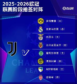 尤文歐冠賽程：首輪戰(zhàn)多特，第3輪客戰(zhàn)皇馬，末輪客戰(zhàn)摩納哥