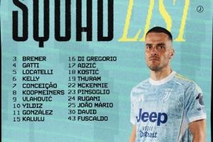 尤文本輪大名單：布雷默坐鎮(zhèn)后防，伊爾迪茲領(lǐng)銜鋒線，DV9入選