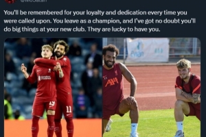 薩拉赫告別埃利奧特：擁有你是維拉的幸運(yùn)，你肯定能成就偉大事業(yè)