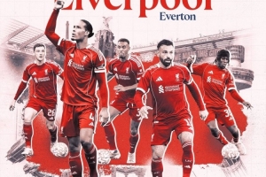 利物浦發(fā)布德比戰(zhàn)海報(bào)：范迪克、薩拉赫、羅伯遜、弗林蓬出鏡