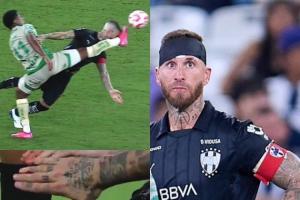 硬漢39歲拉莫斯頭球時被對手一腳正中面門滿臉血，纏繃帶完賽