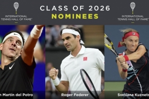 2026年網(wǎng)球名人堂候選名單：費(fèi)德勒、德爾波特羅、庫茲涅佐娃