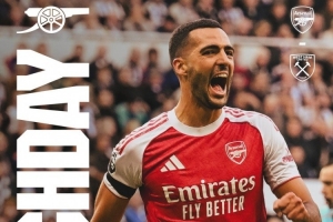 倫敦德比！阿森納發(fā)布對陣西漢姆海報：梅里諾單人出鏡