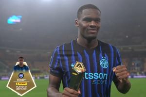 1射3傳造4球！博尼當(dāng)選國米4-1克雷莫內(nèi)塞全場(chǎng)最佳球員