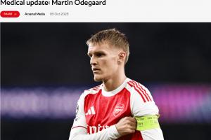 阿森納官方：厄德高左膝內(nèi)側(cè)副韌帶受傷，已退出本期挪威國家隊