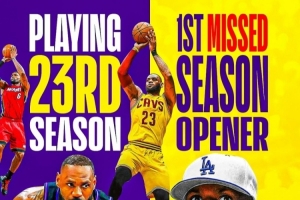 連戰(zhàn)22年揭幕戰(zhàn)紀(jì)錄告破！美媒：時(shí)光老人追上了將滿41歲的老詹