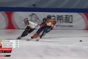 中國(guó)短道隊(duì)2000米混接奪金，劉少昂最后一圈一穿二絕殺！韓國(guó)犯規(guī)
