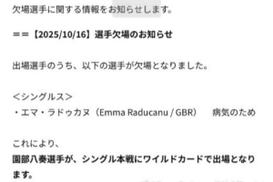 官方發(fā)布消息：拉杜卡努因病退出WTA500東京站比賽