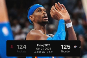 熱度爆棚！雷霆vs火箭的直播觀看人數(shù)比今年超級碗的人數(shù)多出2萬