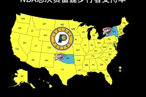 全美各州總決支持率：48州支持步行者，僅俄州和紐約州支持雷霆