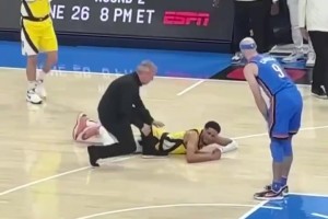 你是我的對(duì)手，但不是我敵人！哈利伯頓受傷倒地時(shí)，SGA第一時(shí)間上前關(guān)心！