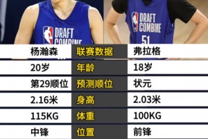 期待新賽季對(duì)決！16號(hào)秀楊瀚森和狀元弗拉格的各項(xiàng)對(duì)比~