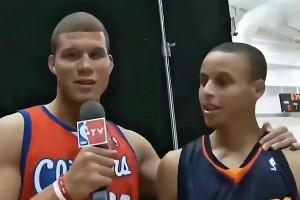 09年選秀之后 年輕的格里芬采訪庫里 居然都沒喊對庫里名字哈