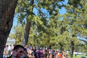 庫(kù)里的影響力！庫(kù)里現(xiàn)身打高爾夫被群眾圍觀