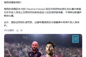 官方：梅西保鏢因推搡球員而被永久禁止參加聯(lián)盟杯